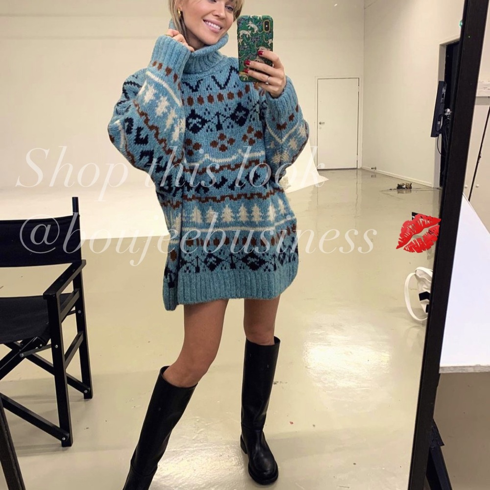 ZARA Oversized Knit Jacquard Sweater - Picture 2 of 9